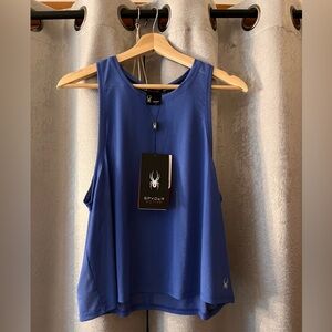 Women’s Blue Athletic Workout Tank Athleisure Flowy Mesh Sleeveless Top Shirt S